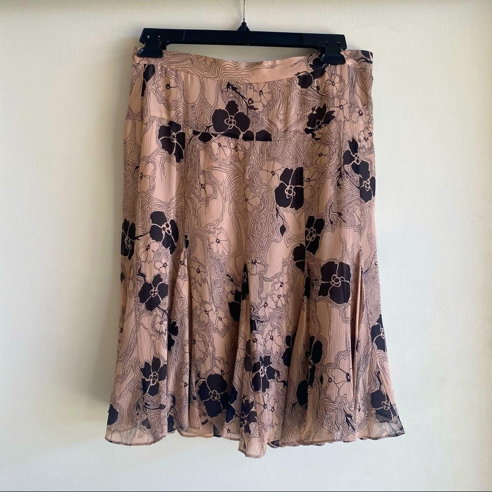 Marc Jacobs Blush Pink Floral Midi Skirt with Black Print